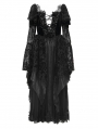 Black Gothic Retro Sexy Ruffled Lace Flared Sleeve Long Party Dress