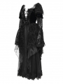 Black Gothic Retro Sexy Ruffled Lace Flared Sleeve Long Party Dress