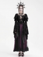 Black and Purple Gothic Retro Sexy Ruffled Lace Flared Sleeve Long Party Dress