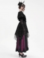 Black and Purple Gothic Retro Sexy Ruffled Lace Flared Sleeve Long Party Dress