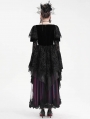 Black and Purple Gothic Retro Sexy Ruffled Lace Flared Sleeve Long Party Dress