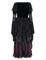 Black and Purple Gothic Retro Sexy Ruffled Lace Flared Sleeve Long Party Dress