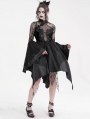 Black Vintage Gothic Cheongsam Collar Lace Irregular Short Party Dress