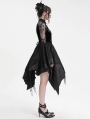 Black Vintage Gothic Cheongsam Collar Lace Irregular Short Party Dress