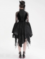 Black Vintage Gothic Cheongsam Collar Lace Irregular Short Party Dress