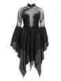 Black Vintage Gothic Cheongsam Collar Lace Irregular Short Party Dress