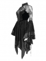 Black Vintage Gothic Cheongsam Collar Lace Irregular Short Party Dress