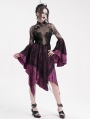 Black and Purple Vintage Gothic Cheongsam Collar Lace Irregular Short Party Dress