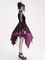 Black and Purple Vintage Gothic Cheongsam Collar Lace Irregular Short Party Dress