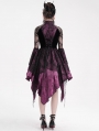 Black and Purple Vintage Gothic Cheongsam Collar Lace Irregular Short Party Dress