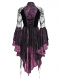 Black and Purple Vintage Gothic Cheongsam Collar Lace Irregular Short Party Dress