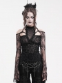 Black Gothic Retro Sexy Cut-Out Patterned Lace Top for Women