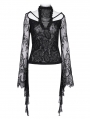 Black Gothic Retro Sexy Cut-Out Patterned Lace Top for Women