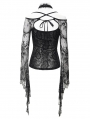 Black Gothic Retro Sexy Cut-Out Patterned Lace Top for Women