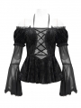 Black Gothic Vintage Sexy Off-the-Shoulder Velvet Top for Women