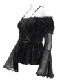 Black Gothic Vintage Sexy Off-the-Shoulder Velvet Top for Women