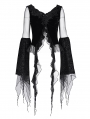 Black Gothic Retro Sexy Velvet Mesh Irregular Ruffled Top for Women