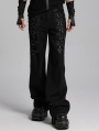 Black Gothic Punk Street Metal Personalized Wide Leg Pants for Men