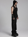 Black Gothic Punk Street Metal Personalized Wide Leg Pants for Men