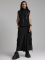 Black Gothic Cyberpunk Wide Leg Cropped Pants for Men