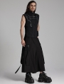 Black Gothic Cyberpunk Wide Leg Cropped Pants for Men