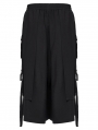 Black Gothic Cyberpunk Wide Leg Cropped Pants for Men