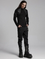 Black Gothic Punk Visual Eyelet Decor Street Pants for Men