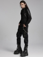 Black Gothic Punk Visual Eyelet Decor Street Pants for Men