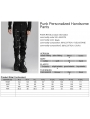 Black Gothic Punk Personalized Metal Ring Handsome Pants for Men