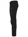 Black Gothic Cyber Punk Style Patch Fitted Pants for Men