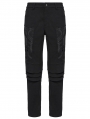 Black Gothic Cyber Punk Style Patch Fitted Pants for Men