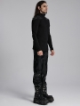 Black Gothic Punk Minimalist Studded Faux Leather Pants for Men