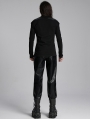 Black Gothic Punk Minimalist Studded Faux Leather Pants for Men