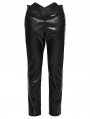 Black Gothic Punk Minimalist Studded Faux Leather Pants for Men