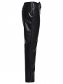 Black Gothic Punk Minimalist Studded Faux Leather Pants for Men