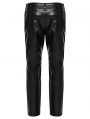 Black Gothic Punk Minimalist Studded Faux Leather Pants for Men