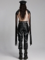 Black Gothic Punk Street Cross Buckle PU Leather Pants for Men