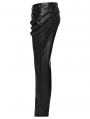 Black Gothic Punk Street Cross Buckle PU Leather Pants for Men