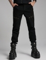 Black Gothic Punk Metal Eyelet Handsome Pants for Men