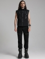 Black Gothic Punk Metal Eyelet Handsome Pants for Men