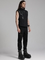 Black Gothic Punk Metal Eyelet Handsome Pants for Men