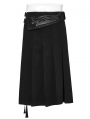 Black Gothic Punk Personality Men's Pleated Half Skirt