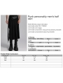 Black Gothic Punk Personality Men's Pleated Half Skirt