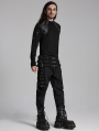 Black Gothic Punk Hollow Out Triple Row  Belt for Men