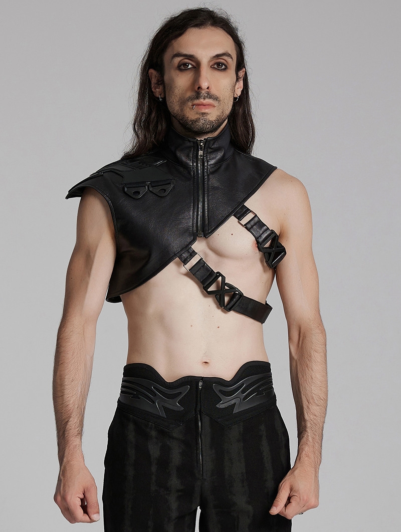 Black Gothic Cyberpunk Handsome Shoulder Armor for Men