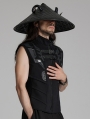 Black Gothic Punk Dark Sheep Horn Conical Hat for Men