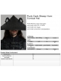 Black Gothic Punk Dark Sheep Horn Conical Hat for Men