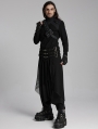 Black Gothic Techwear Style Long Sleeved Fitted T-Shirt for Men