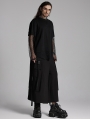 Black Gothic Punk Fake Two-Piece Mesh Spliced T-Shirt for Men