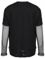 Black Gothic Punk Fake Two-Piece Mesh Spliced T-Shirt for Men